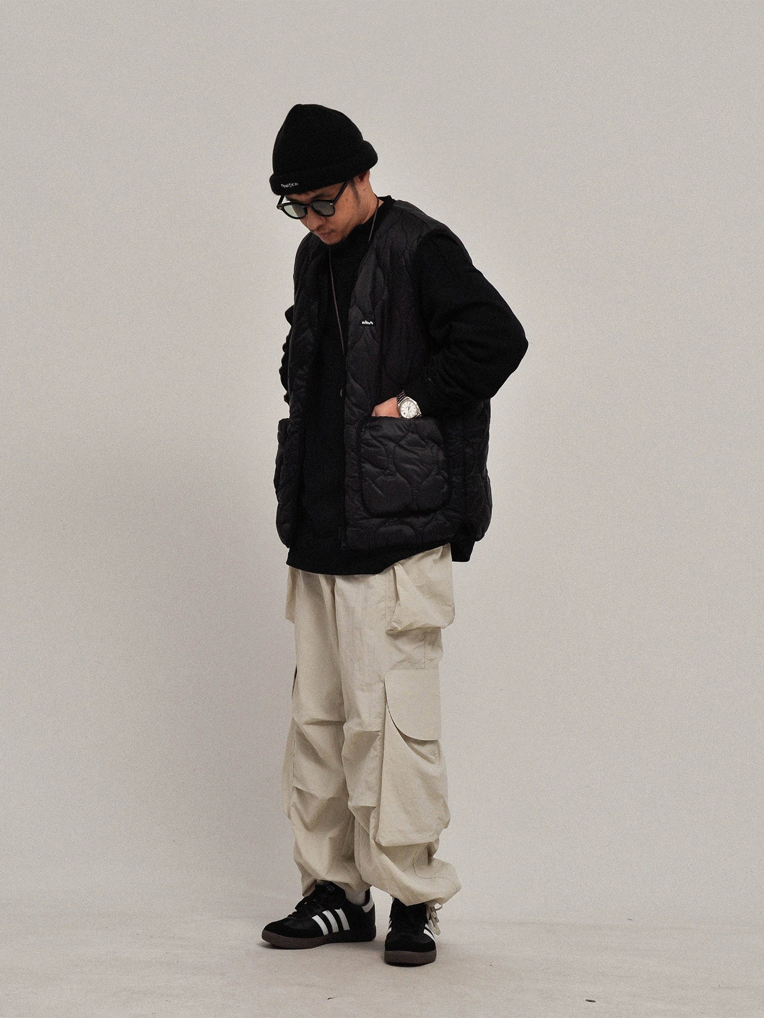 Quilting! Layering! In winter, Japanese lightweight outdoor liner cotton vest light and thin thermal vest jacket for men