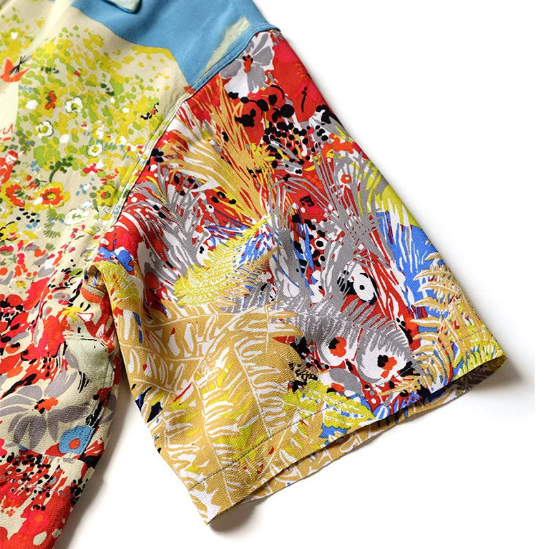 unisex floral print Japanese all-over casual short-sleeved shirt