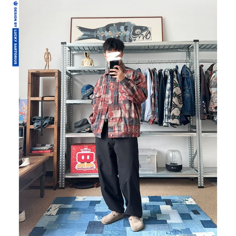 Indian, American, vintage pattern, ethnic style, custom patterned fabric, spring and autumn jackets, men's and women's jackets, tide