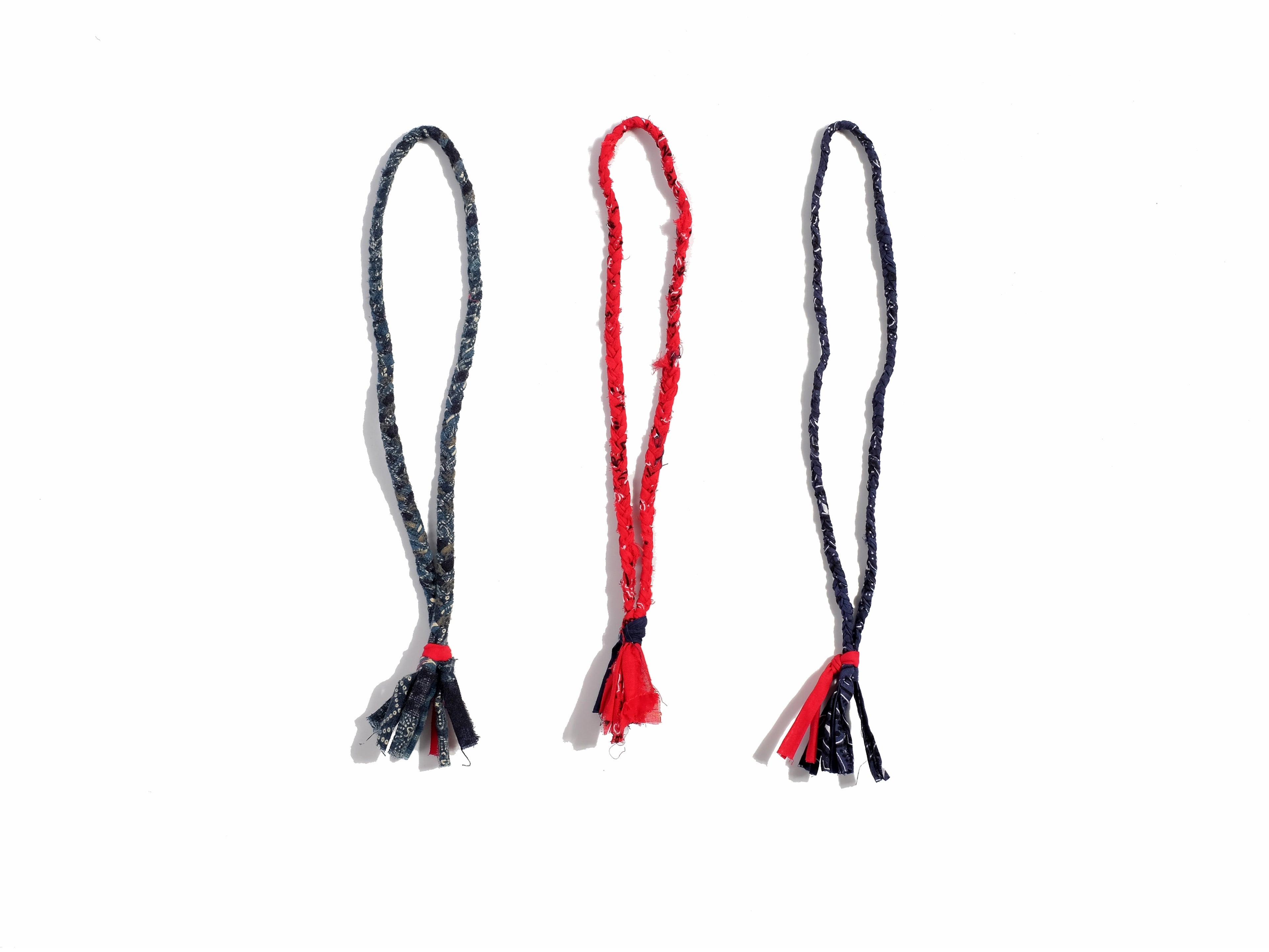 Original Japanese retro men and women handmade handwoven blue dye indigo ancient cloth necklace