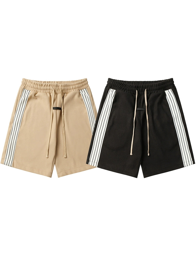 trendy brand ESSENTIALS American casual sports tweed drawstring loose striped shorts five-point pants men