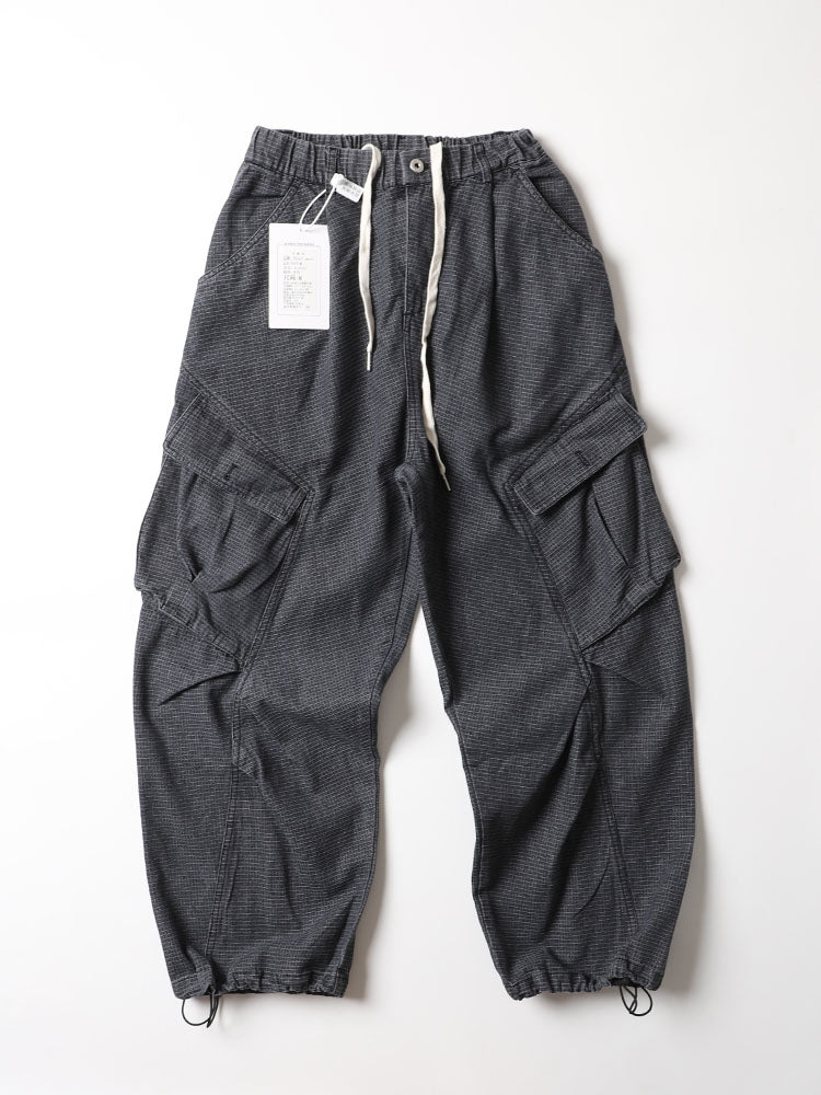 Japanese single click, heavyweight, literary fan, small checkered, loose wide-leg jeans, men's function, retro denim trousers, tide pants