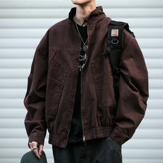 Japanese retro three-dimensional deconstructed design stand-up collar jacket men's clenafit loose hunting cargo jacket top trend