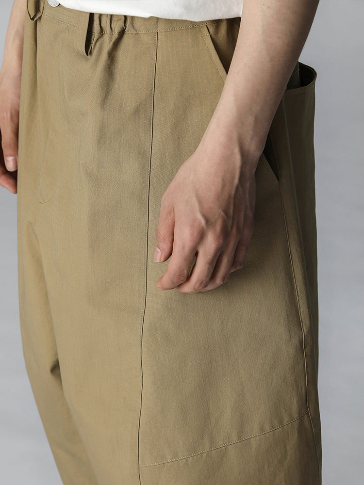 Original pure cotton men's elastic waist large profile frock casual cropped pants