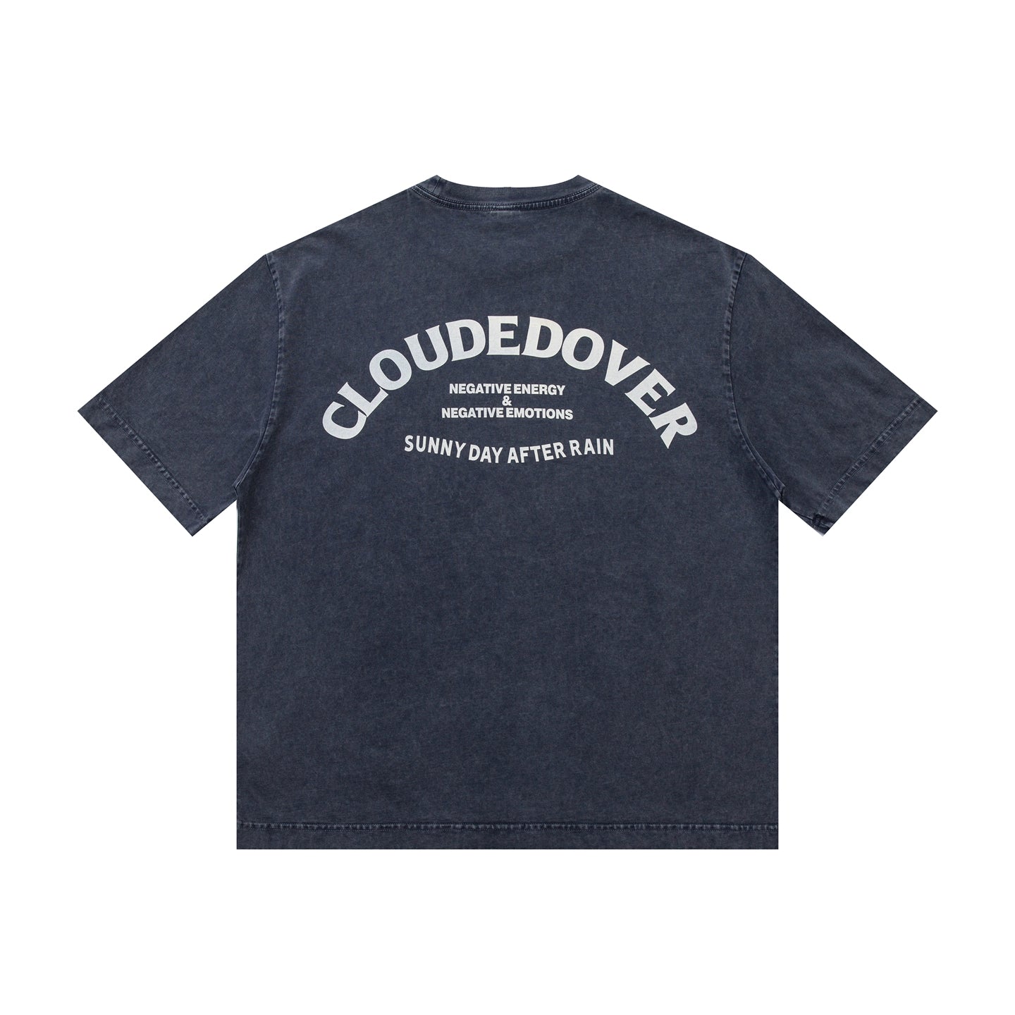 Summer American Retro 300g Heavy Cotton Wash Aged Front and Back Letter Print Loose Short Sleeve T-Shirt For Men And Women