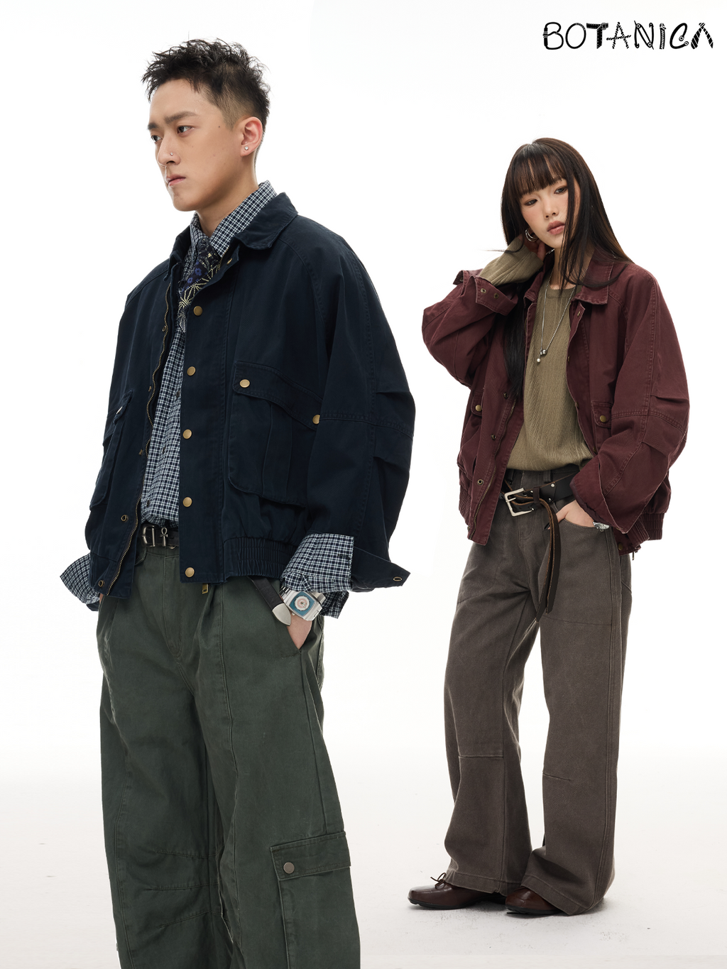 Vintage Lapel Cropped Cargo Jacket – Cleanfit Blue (Unisex)