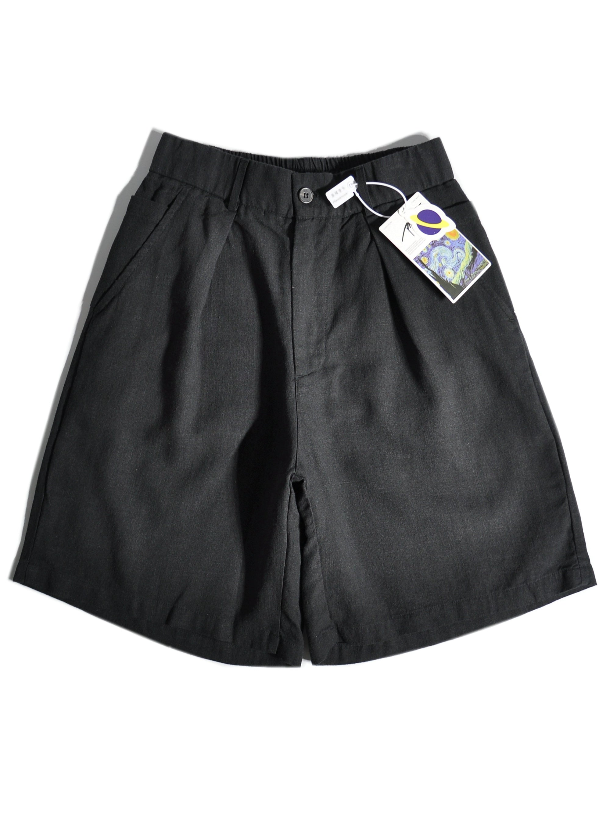 Ramie pendulous profile shorts loose wide leg casual tencel pants