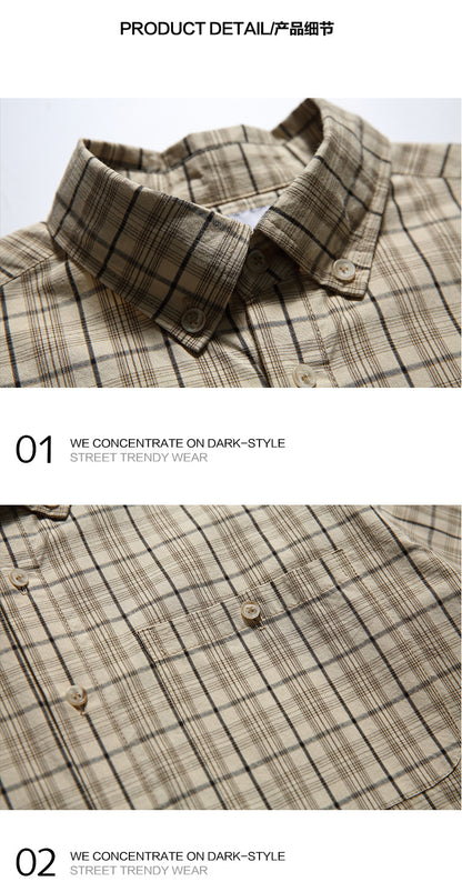 American Vintage Plaid Long Sleeve Shirt Men's Spring Loose Layering Versatile Lazy Unisex Shirt