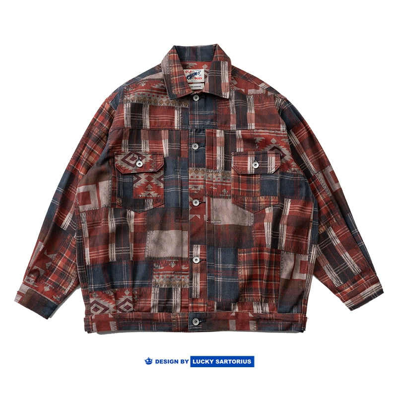 Indian, American, vintage pattern, ethnic style, custom patterned fabric, spring and autumn jackets, men's and women's jackets, tide