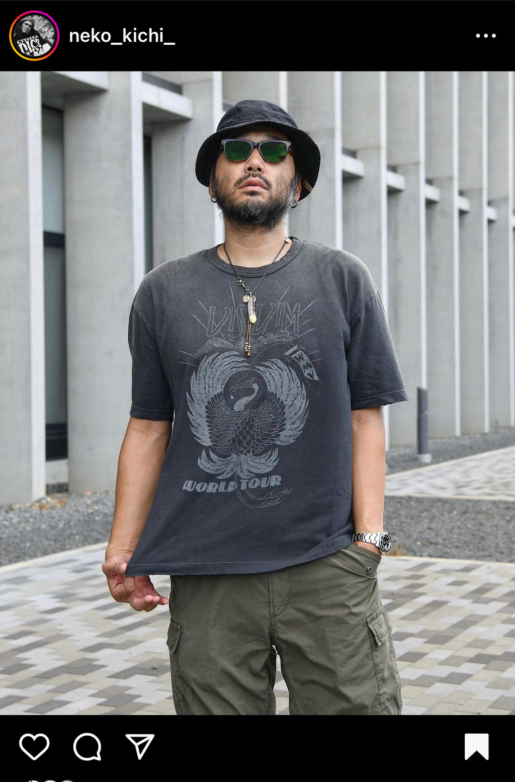 kofu 23AW JUMBO Japanese Nakamura casual wash distressed batik crane short sleeves