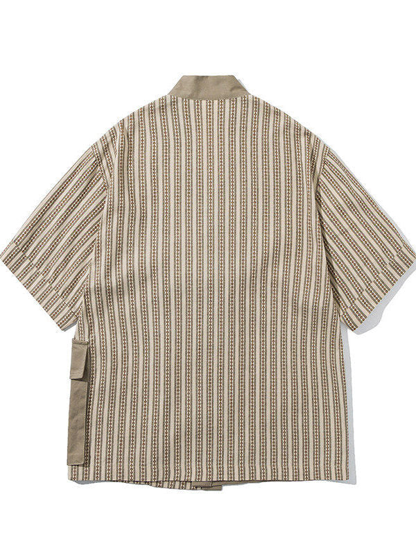 Summer Striped Short-sleeved Robe Japanese Patchwork Shirt Loose Half-Sleeved Jacket