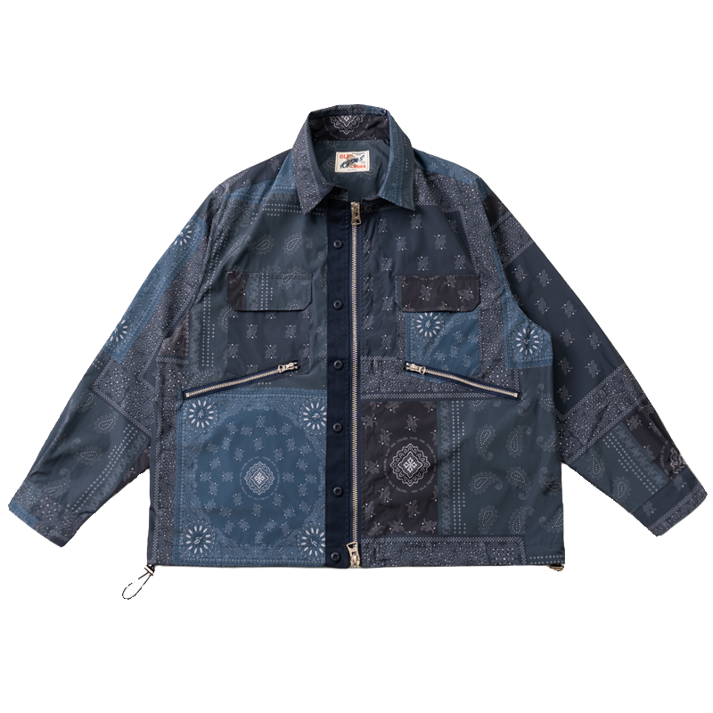 Japanese vintage cashew flower lightweight windproof waterproof sunscreen jacket with multiple pockets and loose suntide jackets for men and women