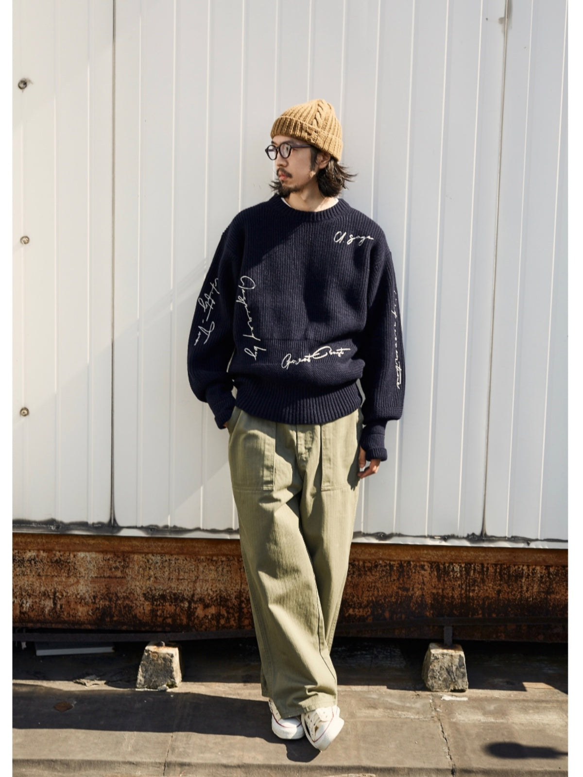 U.Sage FW24 USAGE Sailor Sweater Vintage all-wool signature embroidered sailor sweater