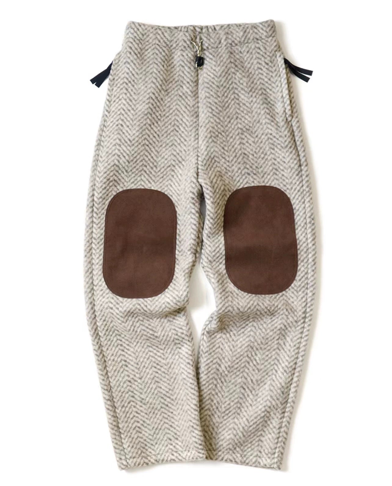 21AW Kazuhiro Hirata Thermal Wool Fleece Suede Patch Loose Elastic Casual Pants