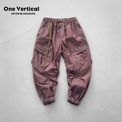 Japanese retro summer thin cargo pants loose wide-leg quick-drying multi-pocket dad pants men's legging casual pants