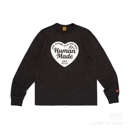 Heavy cotton long sleeve T-shirt loose casual cartoon print retro base shirt