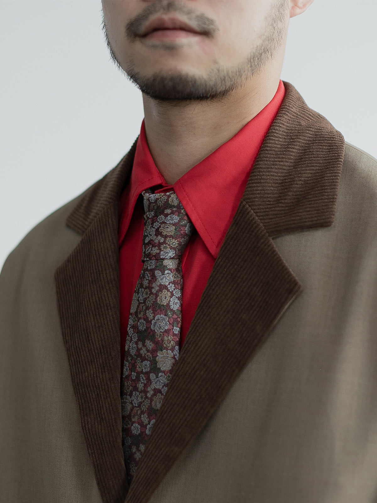 Spring and Autumn New corduroy collar casual suit for men loose profile high-class suit color matching outer