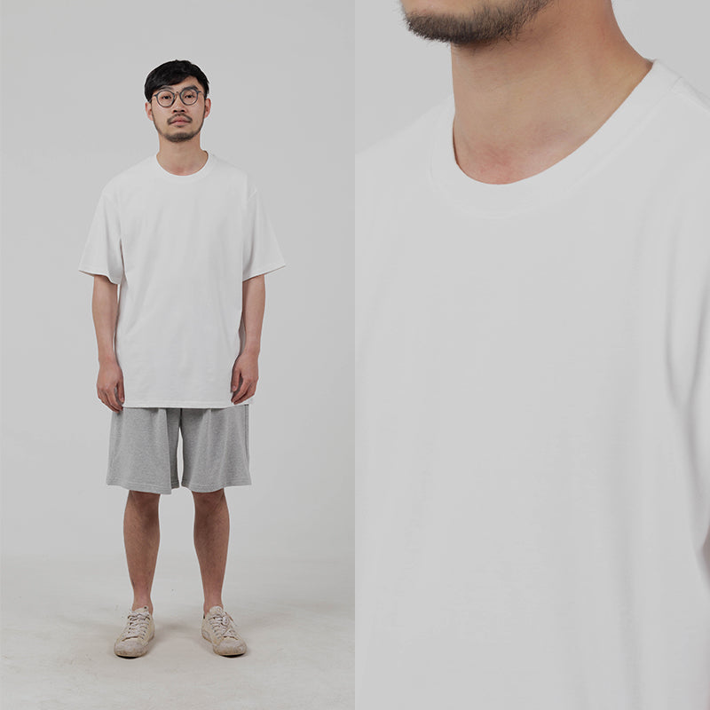 Japanese spring and summer new solid color 250g heavy short sleeve T-shirt men's cotton loose couple t-shirt