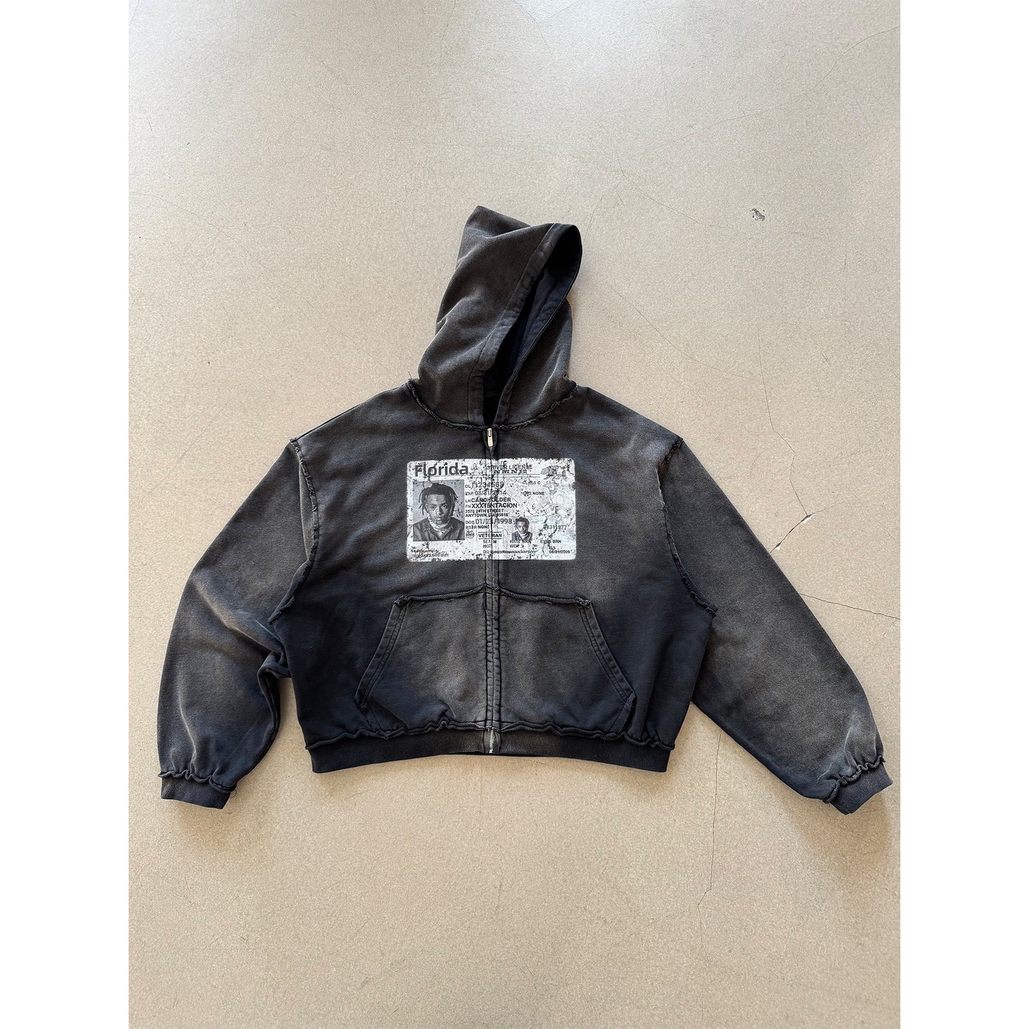 EssorNovus Michael Jackson passport print raw edge old zip hoodie sweatshirt – Japanese vintage | yamalin clothes | Yamalinclothes