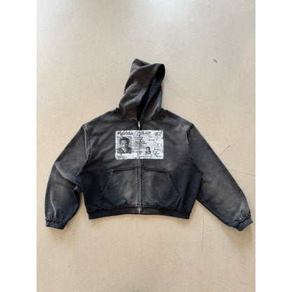 EssorNovus Michael Jackson passport print raw edge old zip hoodie sweatshirt – Japanese vintage | yamalin clothes | Yamalinclothes