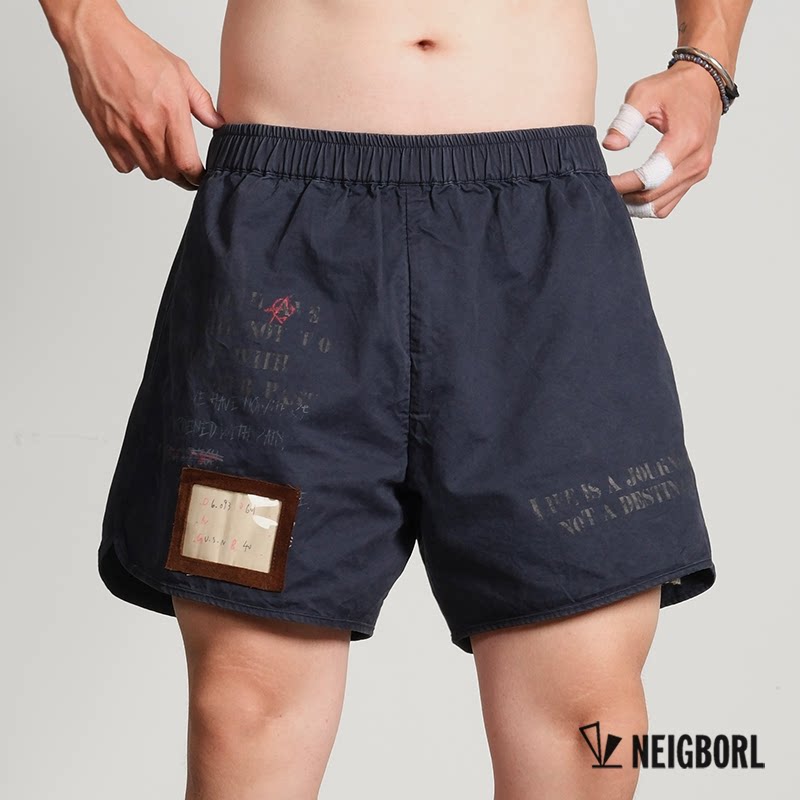 شورت صيفي أمريكي كاجوال فضفاض ومغسول بطباعة متعدد الاستخدامات