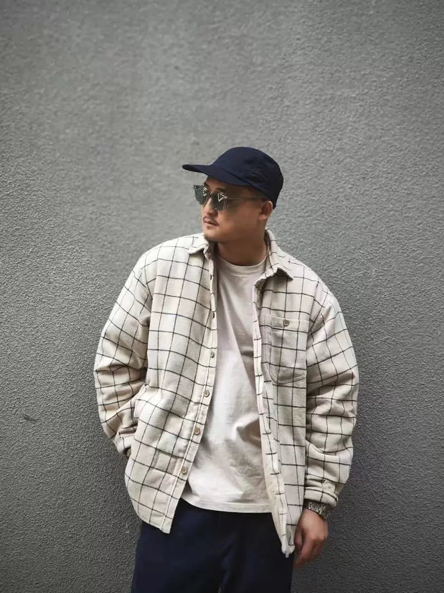 Plaid long-sleeved shirt jacket cotton padded autumn and winter shirt