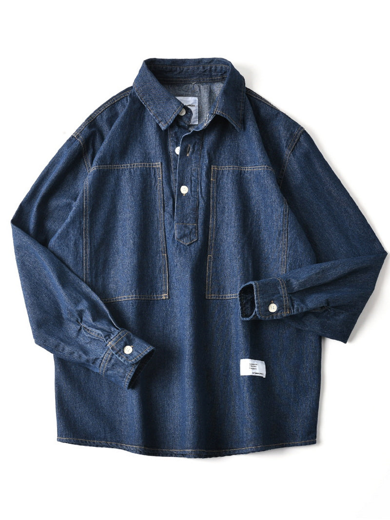 INS fashion brand pure cotton denim long-sleeved shirt