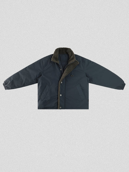 Stand-Collar Jacket – Fleece Trim & Button Front | Yamalinclothes