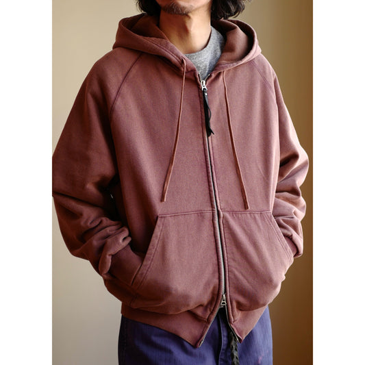 SS26 USAGE VTG Zip Hoodie - Yamalin Heavy Antique Woven Sweatshirt Washable Double Hoodie