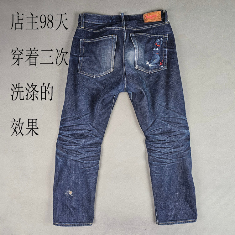 replica   mid-waist straight cattle jeans