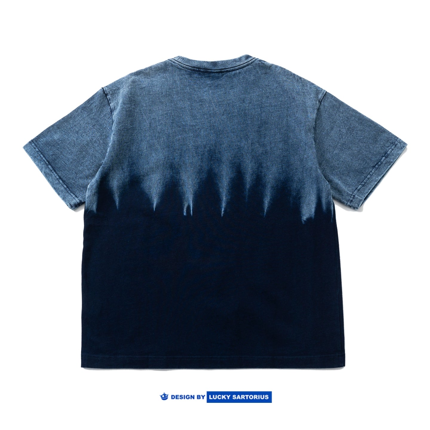 Heavy-duty washed ready-to-wear, nitrate-washed, gradient crewneck short-sleeved T-shirt, loose casual trendy brand logo embroidery T-shirt for men and women