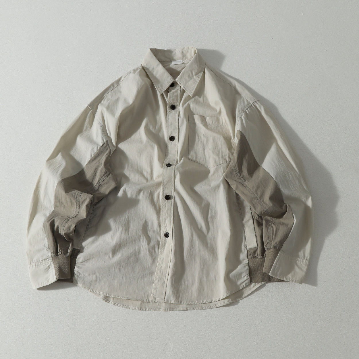 Japanese Patchwork Workwear Shirt – Heavyweight Loose Wide-Fit Long-Sleeve