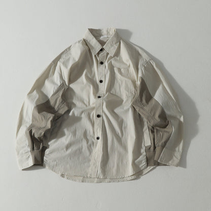 Japanese Patchwork Workwear Shirt – Heavyweight Loose Wide-Fit Long-Sleeve