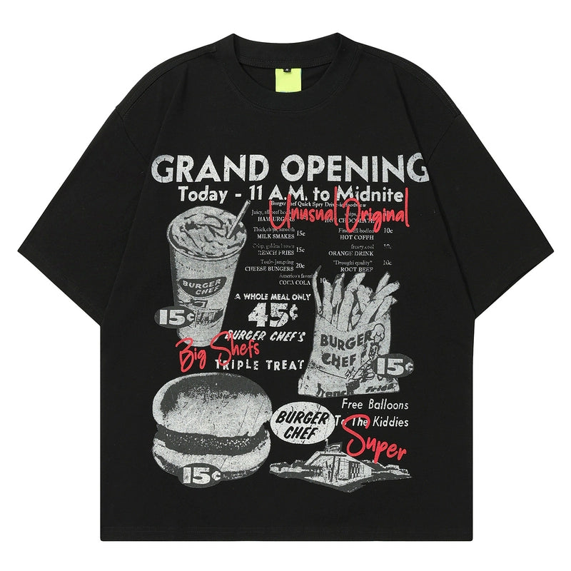Fun Burger pure cotton short sleeve men's fashion brand lazy loose casual summer T-shirt