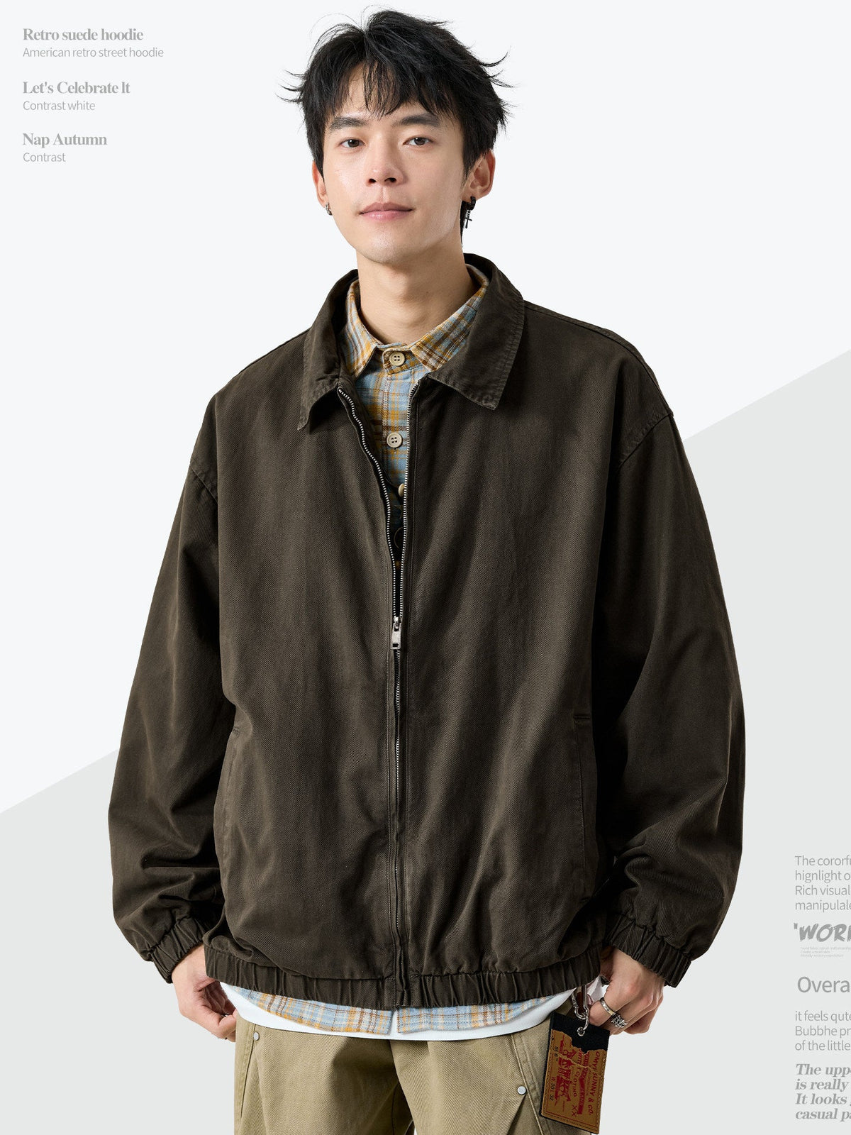 Zip-Front Jacket – Point Collar & Relaxed Fit | Yamalinclothes