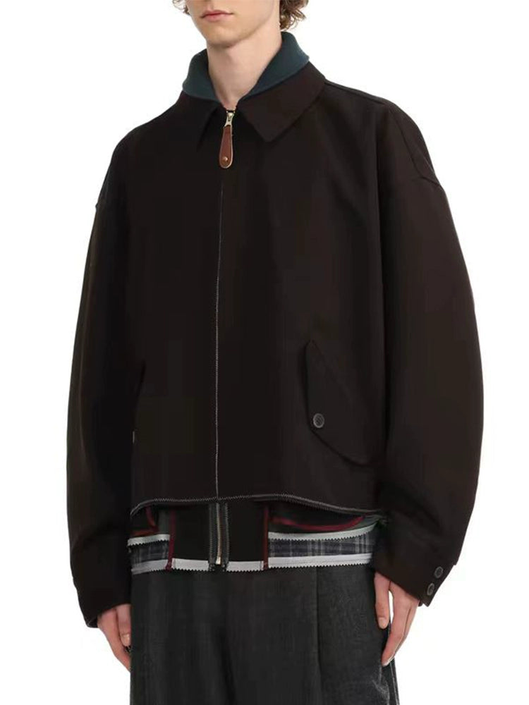 Japanese relaxed-fit layered-lapel wool tweed jacket