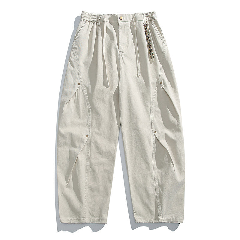 American Vintage Heavyweight Double Pleated Cargo Pants – Wide Leg Drawstring Workwear Trousers for Men | Japanese vintage | yamalin clothes | Yamalinclothes