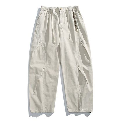 American Vintage Heavyweight Double Pleated Cargo Pants – Wide Leg Drawstring Workwear Trousers for Men | Japanese vintage | yamalin clothes | Yamalinclothes