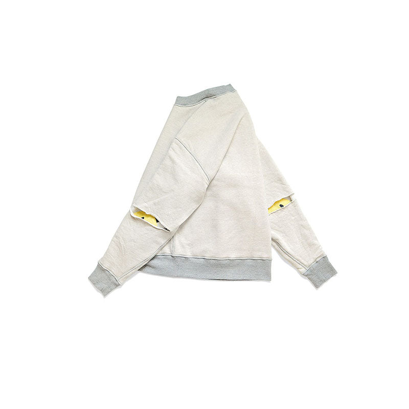 unisex loose casual reversible reversible ripped bunny smiley face print sweatshirt