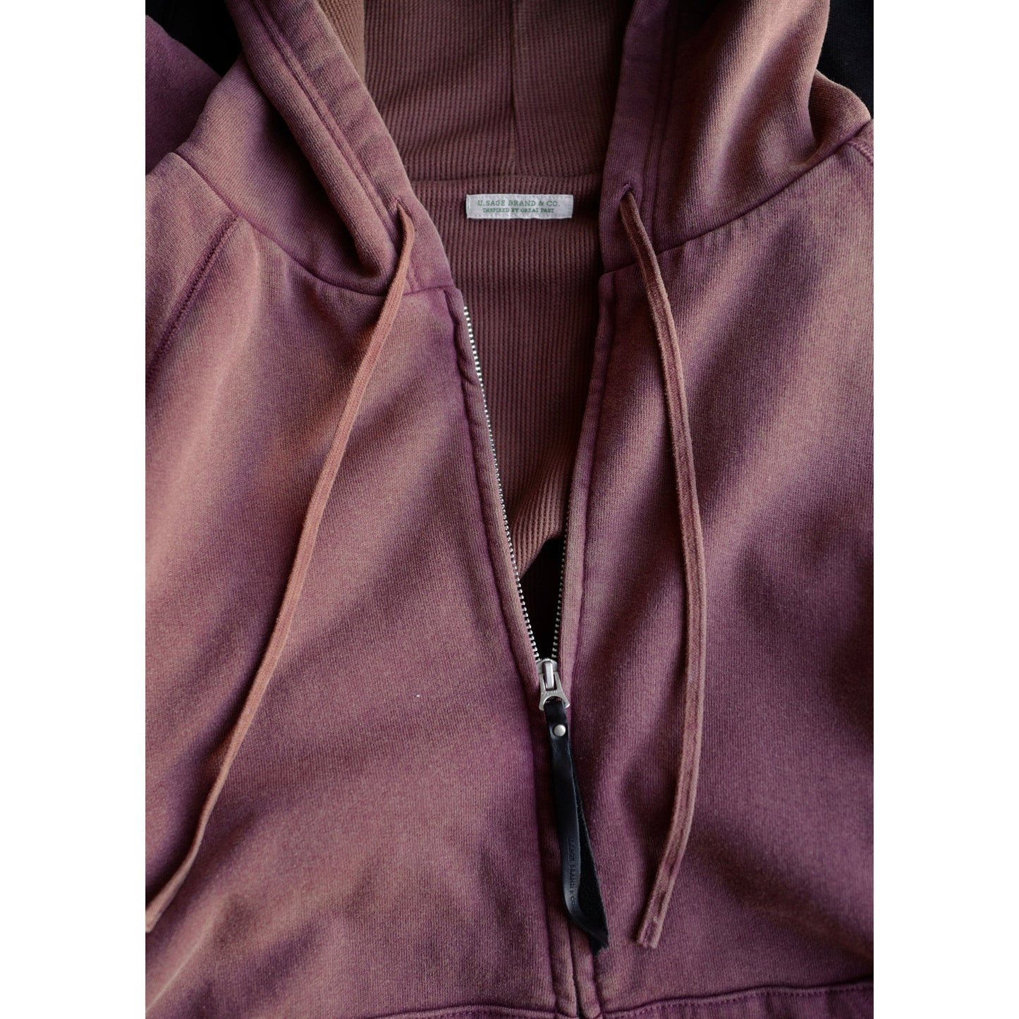 SS26 USAGE VTG Zip Hoodie - Yamalin Heavy Antique Woven Sweatshirt Washable Double Hoodie