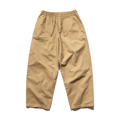 Washed Brushed Cotton Cargo Wide-Leg Trousers – Oversized Unisex Slacks