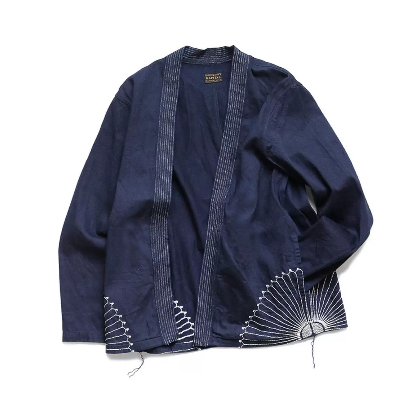 Japanese vintage blue-dyed Japanese-style embroidered casual loose long-sleeved jacket