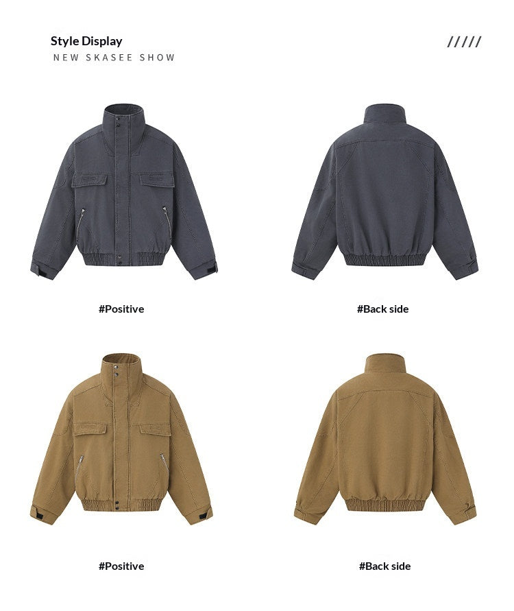 Washed Cargo Flight Jacket – Vintage Drop-Shoulder Oversized Unisex