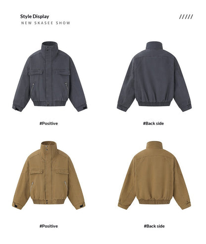Washed Cargo Flight Jacket – Vintage Drop-Shoulder Oversized Unisex