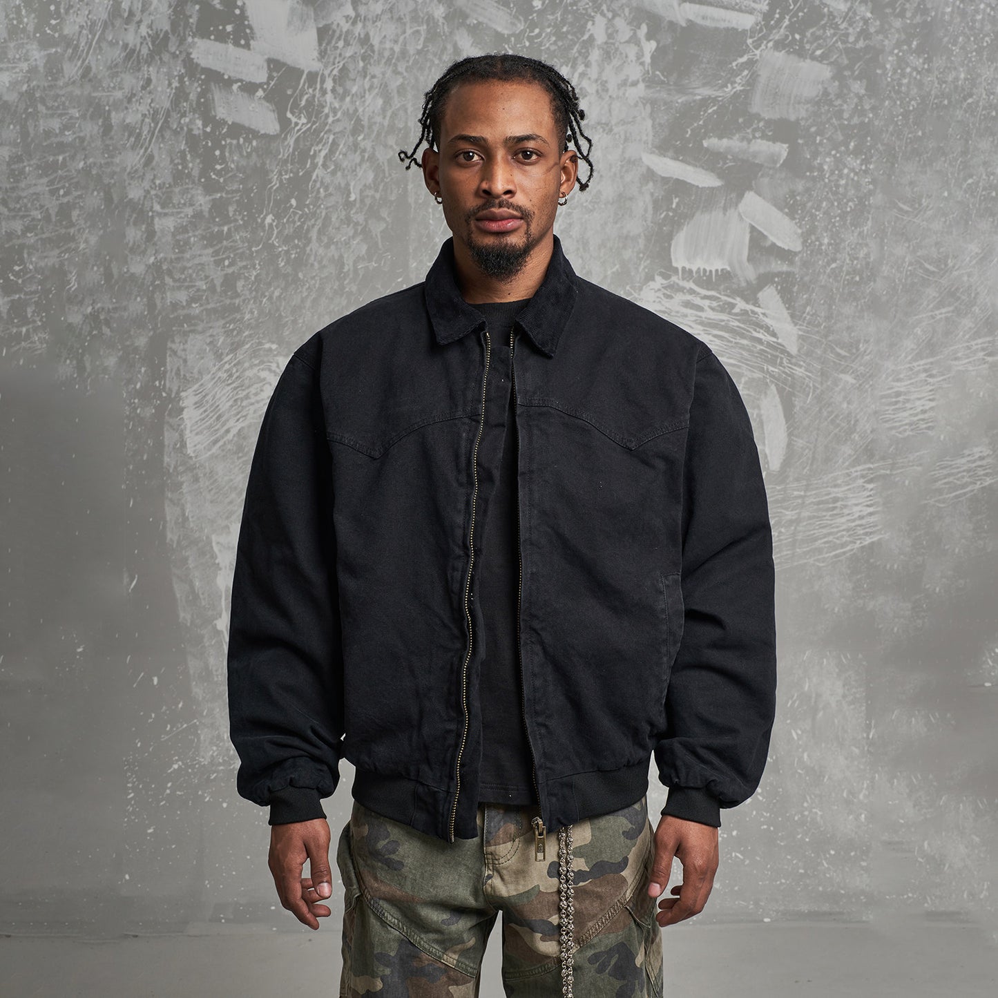 Detroit Cargo Denim Padded Winter Jacket – Retro Lapel Unisex