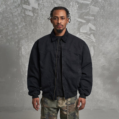 Detroit Cargo Denim Padded Winter Jacket – Retro Lapel Unisex