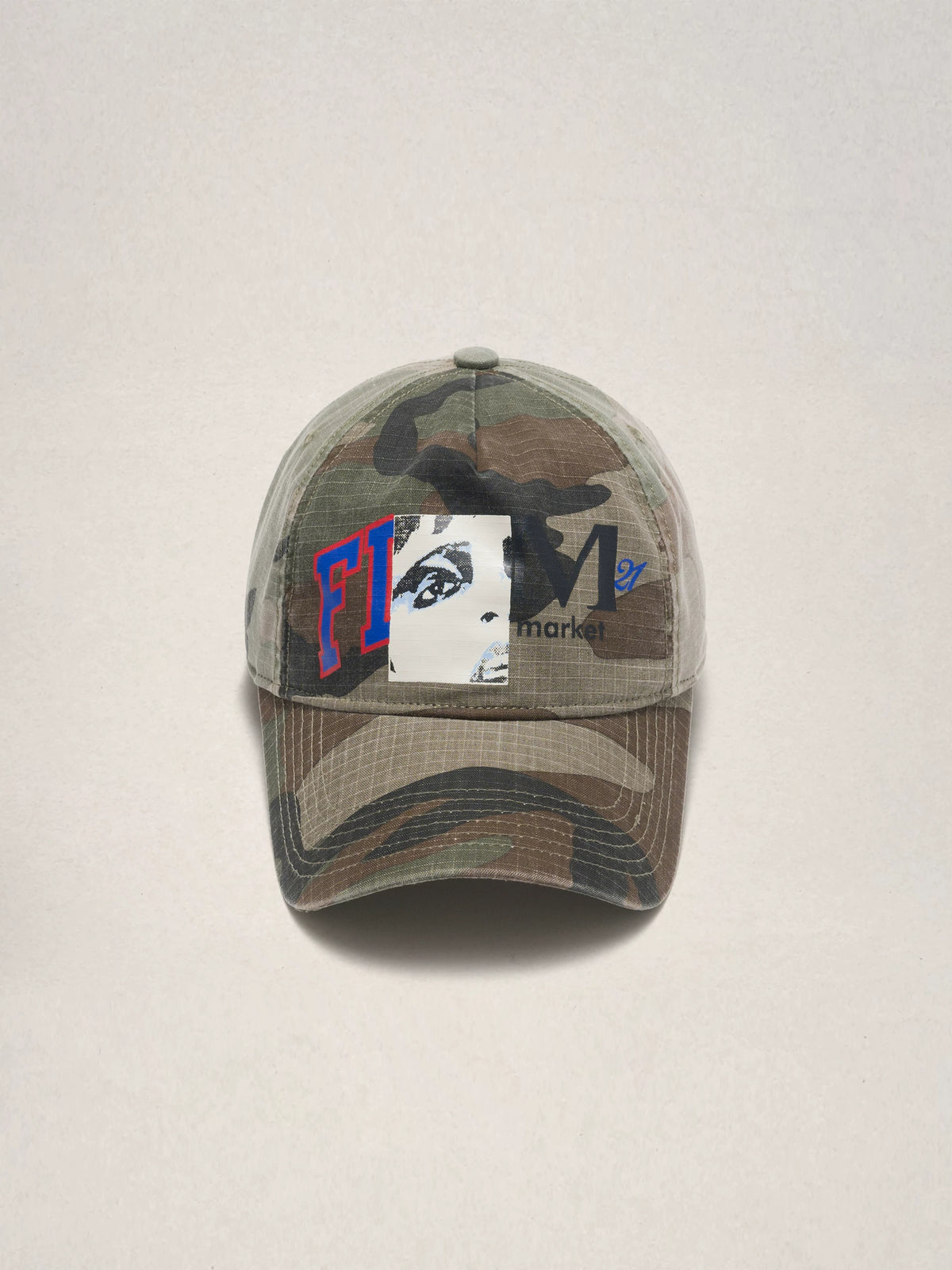 Camo Screen-Print Curved Brim Baseball Cap – American Vintage Unisex – cap | japanese streetwear | vintage workwear | unisex | Yamalinclothes