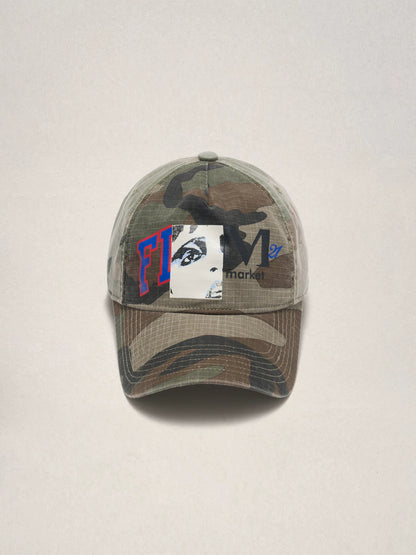 Camo Screen-Print Curved Brim Baseball Cap – American Vintage Unisex – cap | japanese streetwear | vintage workwear | unisex | Yamalinclothes