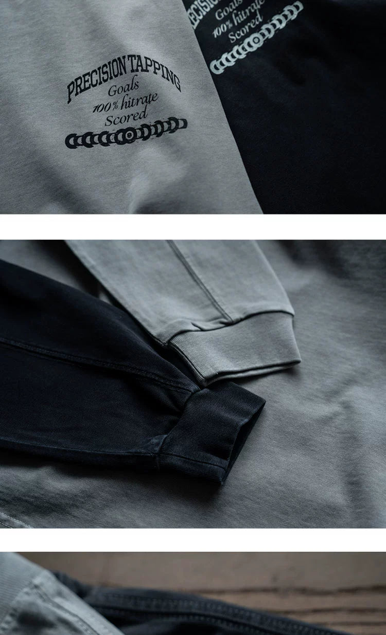 Distressed washed round neck pullover loose fit American style T-shirt