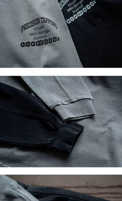 Distressed washed round neck pullover loose fit American style T-shirt